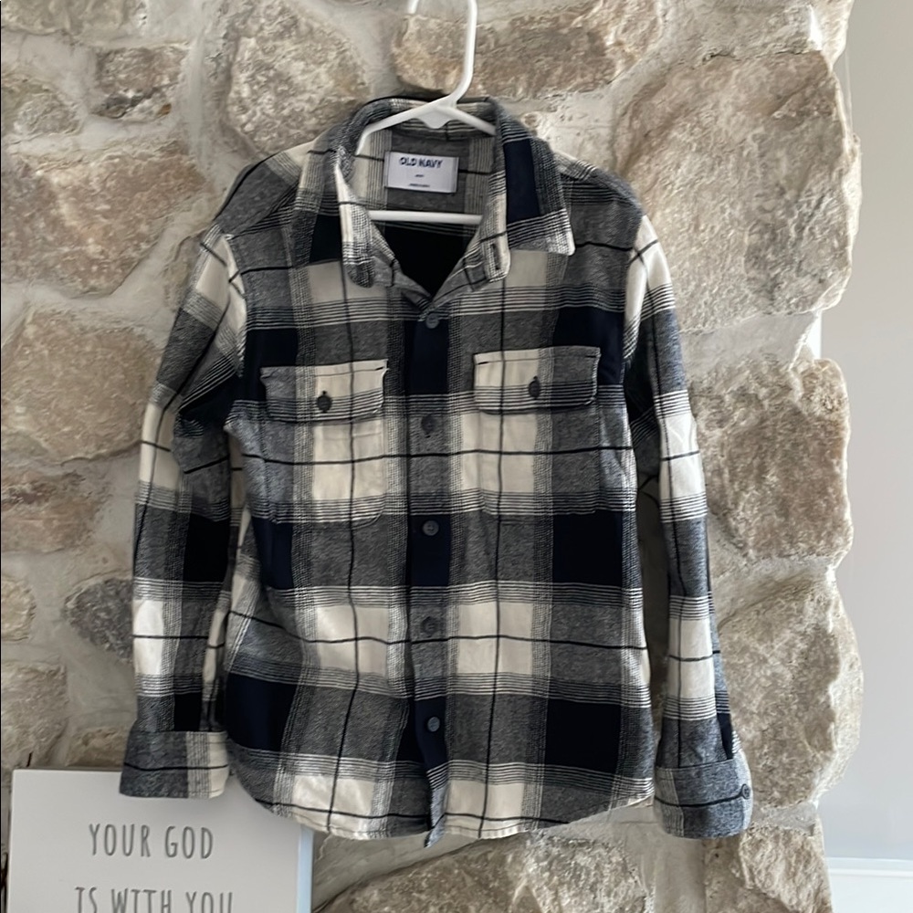 Old Navy Plaid Flannel Shirt - Black and White